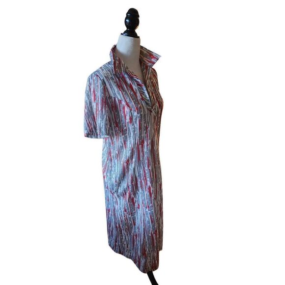 Vintage 60s Day Dress Muumuu Kaftan Red - Picture 2 of 6
